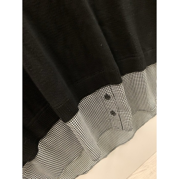 Adrianna Papell - Women's 1X Sweater Black Knit Long Sleeve Collared Shirt Trim - Picture 4 of 11